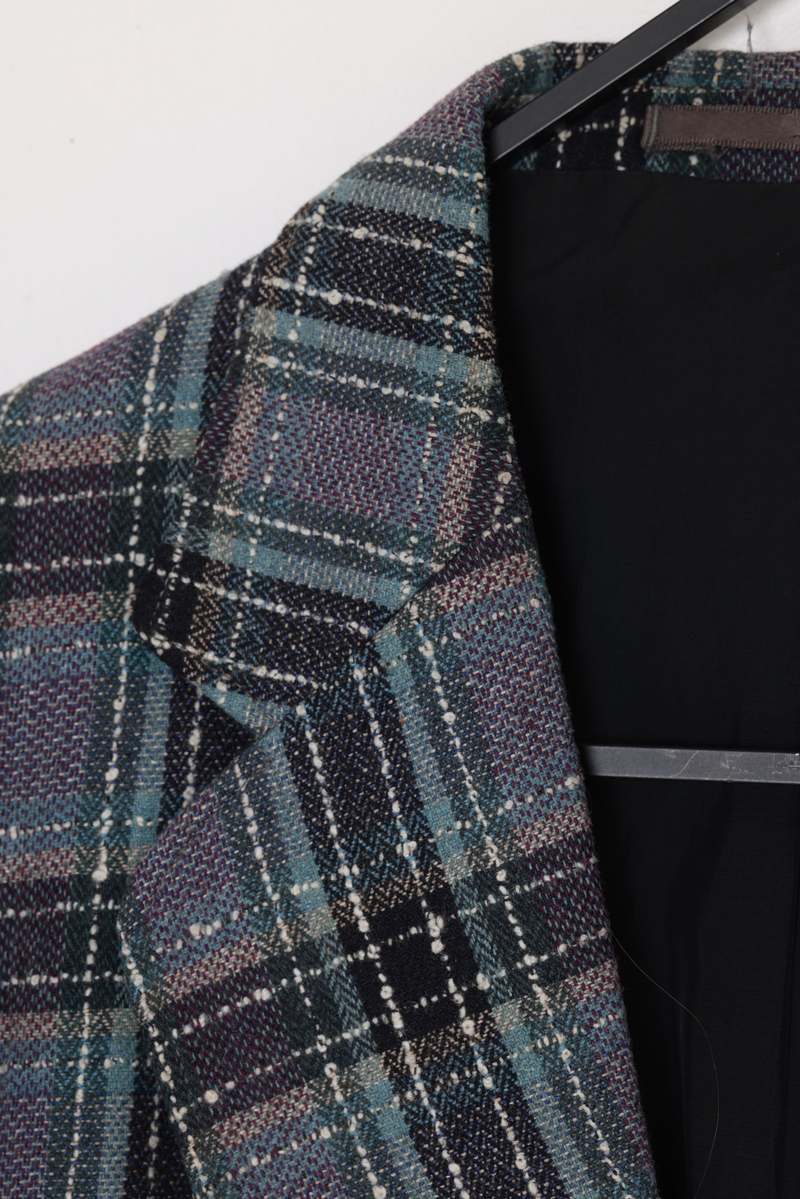 (Unattributed) 1980s1990s, broken plaid lounge jacket, nubby tweed, workshop production
