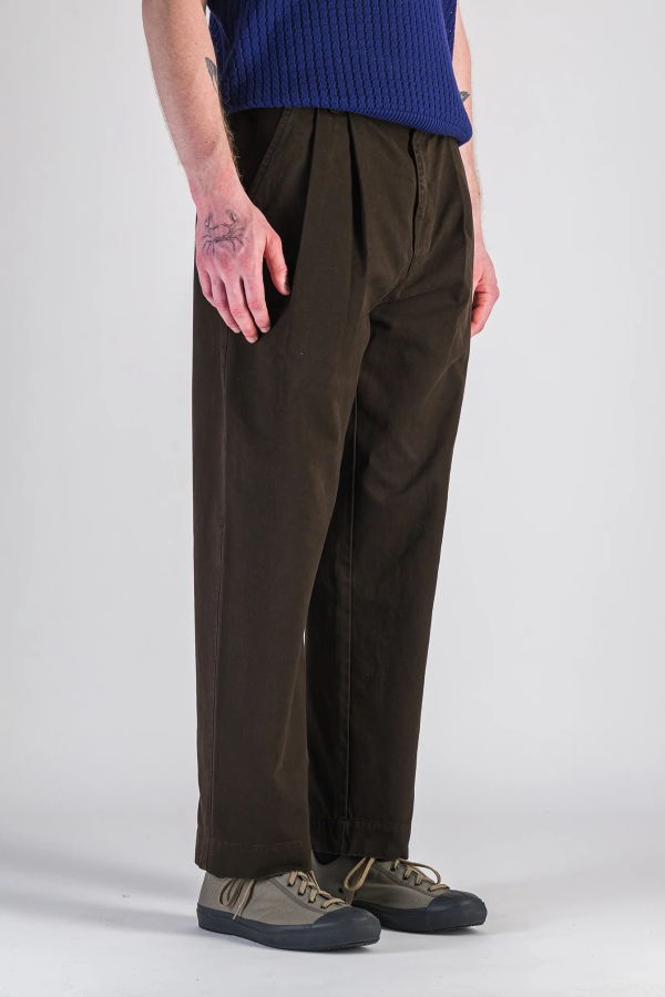 Parages Wide Pleat Twill Dad Pants