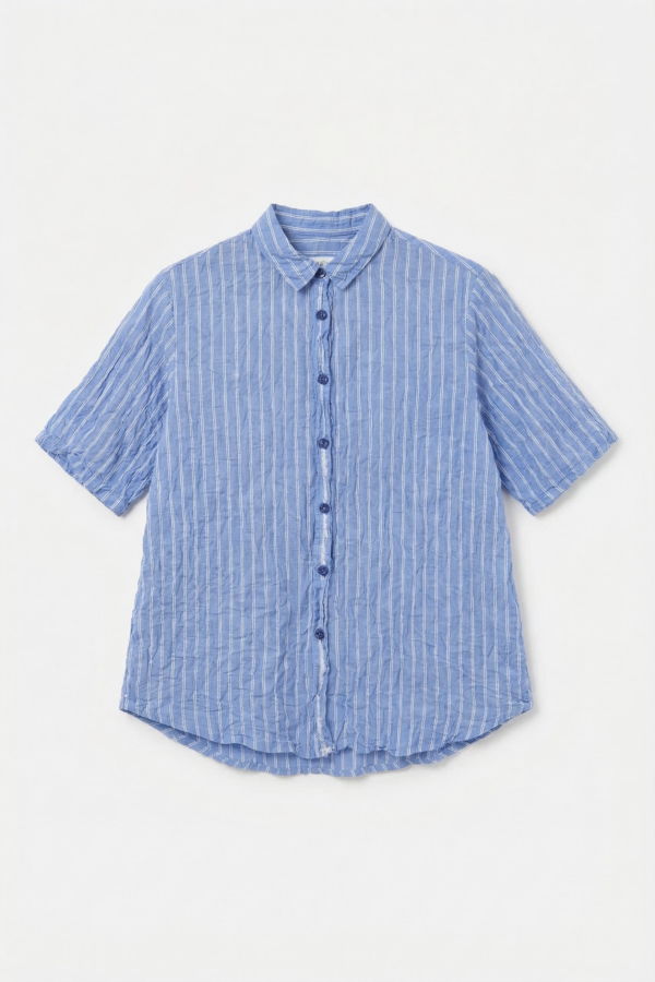 Pas de Calais Stripe SS Blouse - Saxe Blue