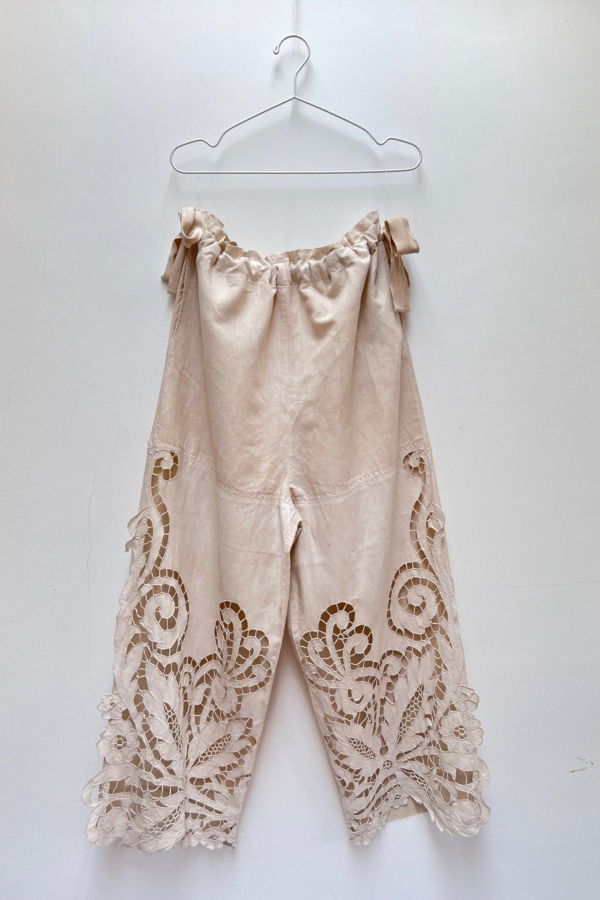 OUND HAND DYED REPURPOSED BED LINEN TROUSERS - Multi