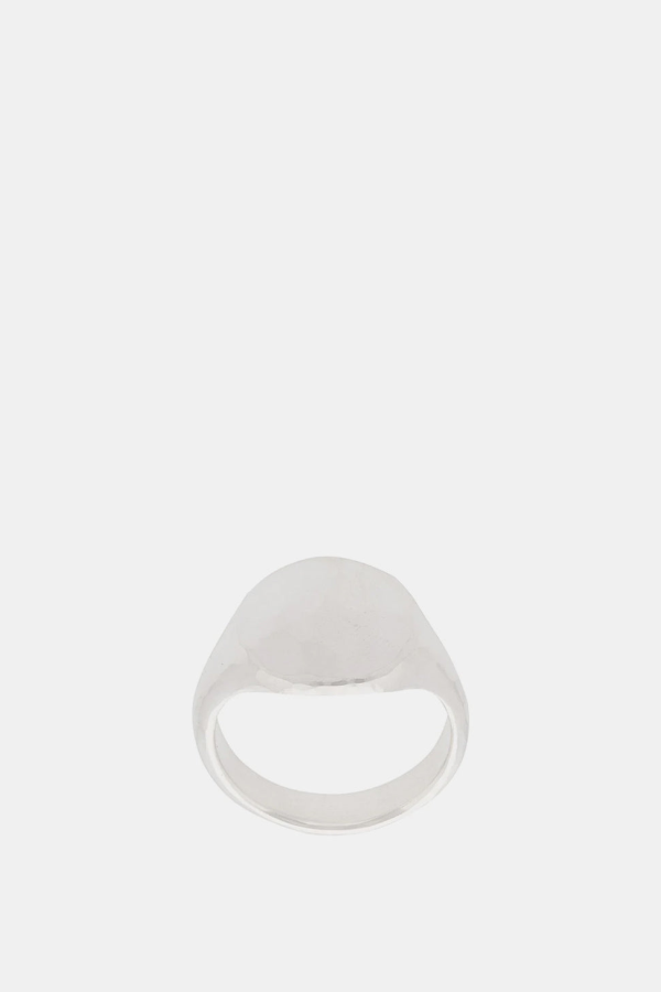 werkstatt:münchen Silver Oval Hammered Signet Ring
