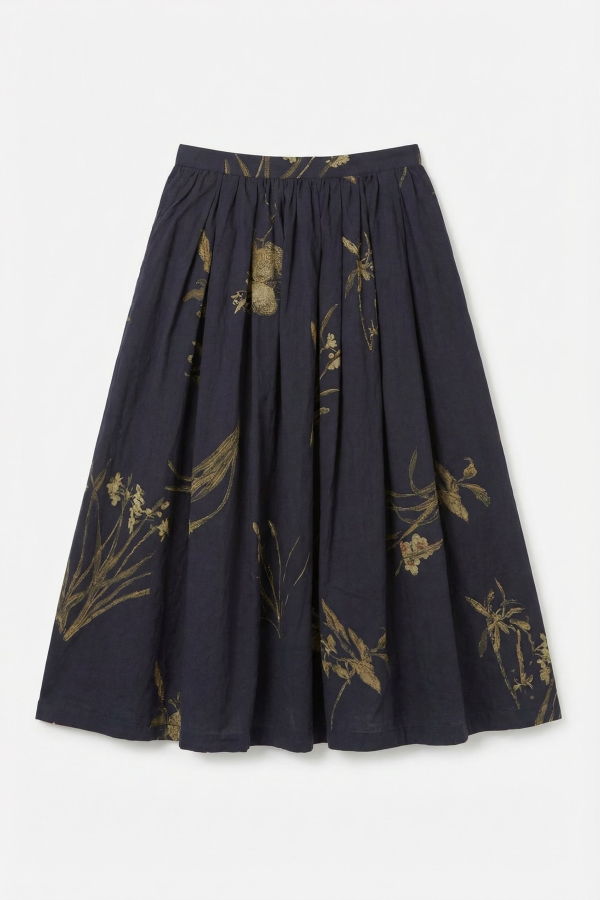 Pas de Calais Japonism Flower Skirt - Navy