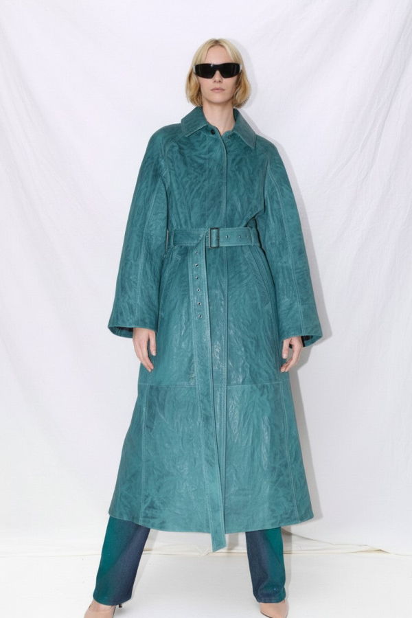 Jovana Markovic Blue Wave Leather Coat