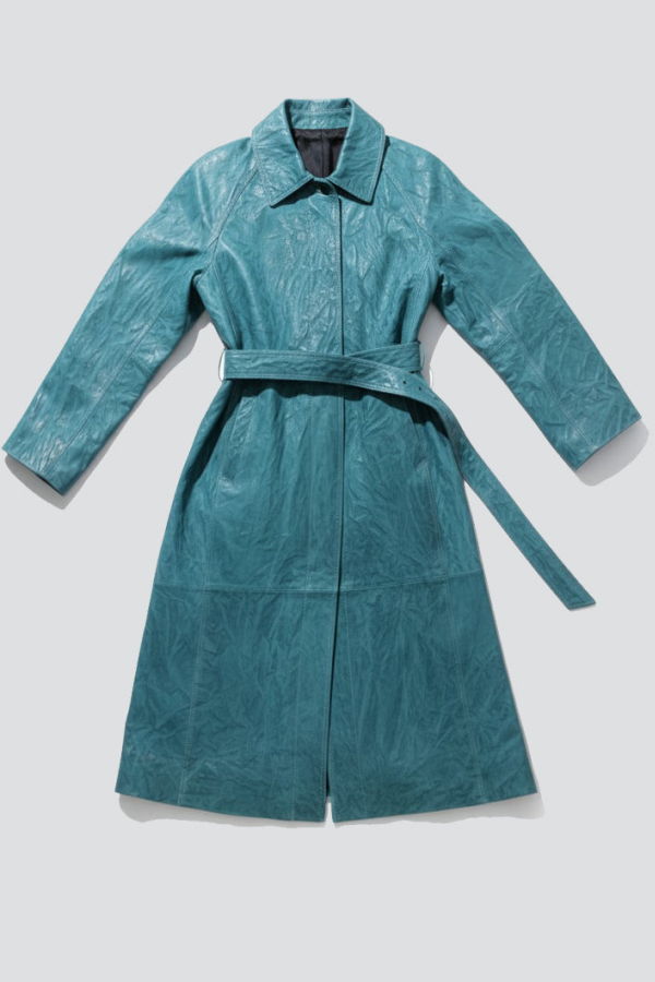 Jovana Markovic Blue Wave Leather Coat