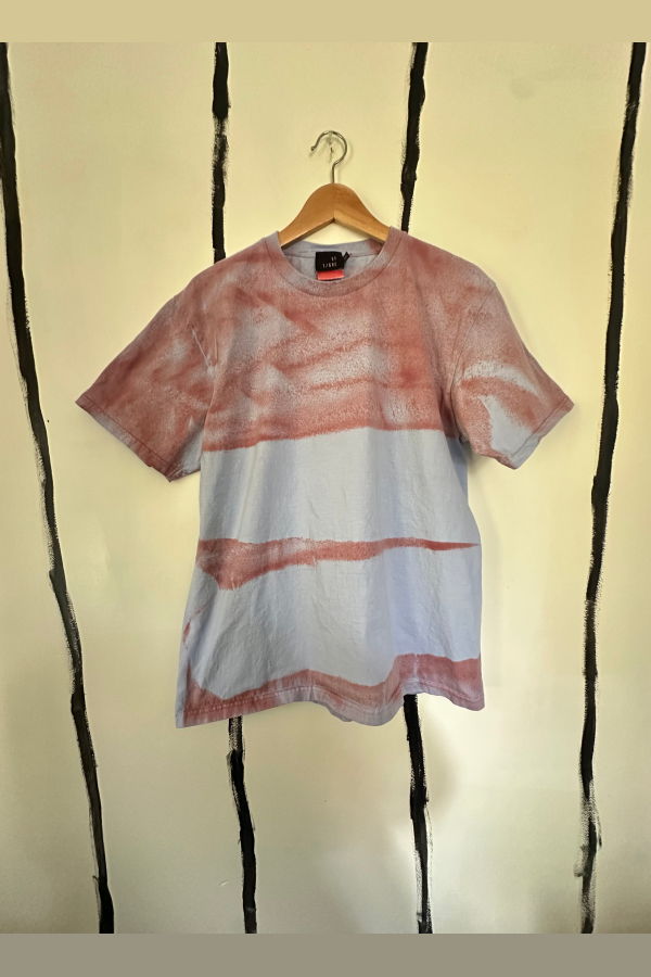Audrey Louise Reynolds ALR Oversized Honduran Cotton One of a Kind Unisex Airbrush Stripes T-Shirt - Rad Plaid