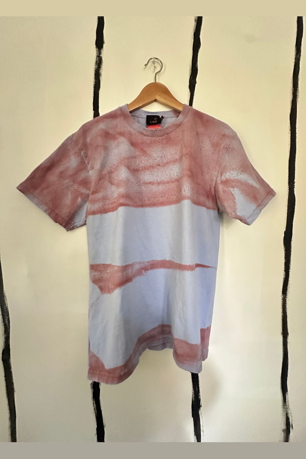 Audrey Louise Reynolds ALR Oversized Honduran Cotton One of a Kind Unisex Airbrush Stripes T-Shirt - Rad Plaid