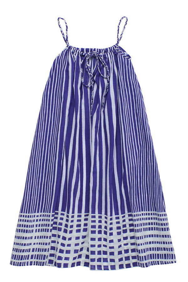 KIDS Maison Mangostan Bali Striped Dress - Blue and White