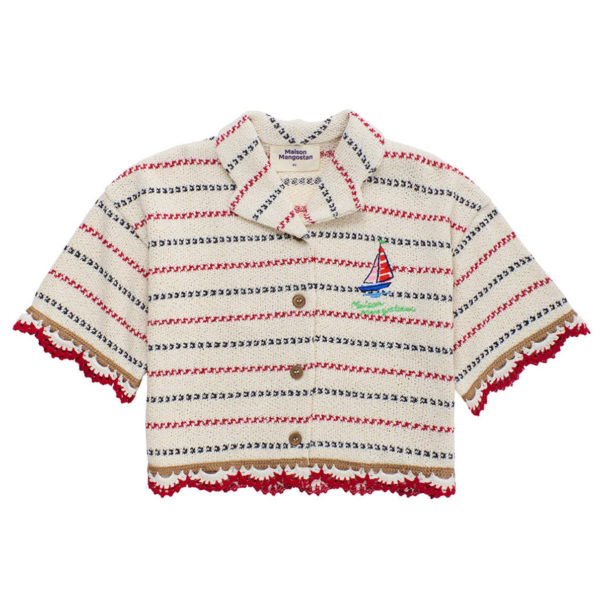 KIDS Maison Mangostan Child Barcos Knit Shirt - Cream - Image 1 of 4
