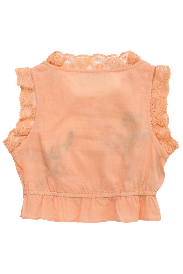 KIDS Maison Mangostan Birds Embroidered Ruffle Blouse - Orange