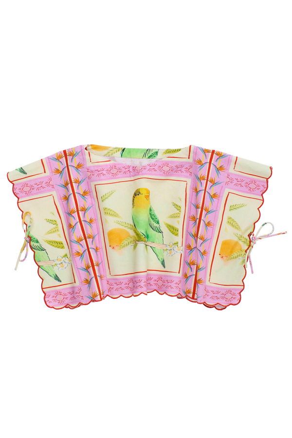 KIDS Maison Mangostan Child Birds Patchwork Blouse Pink