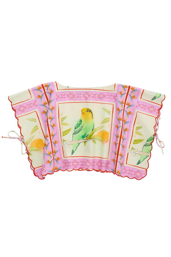 KIDS Maison Mangostan Child Birds Patchwork Blouse Pink