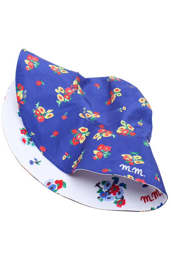 KIDS Maison Mangostan Child Blossom Reversible Sun Hat - Blue