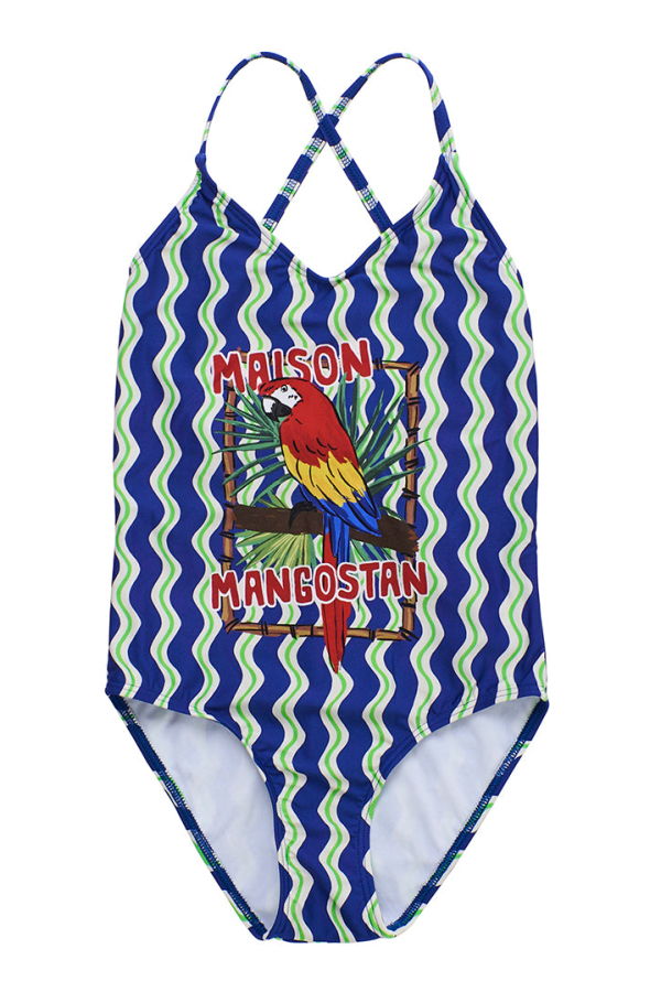 KIDS Maison Mangostan Loros Wavy One Piece Swimsuit - Blue