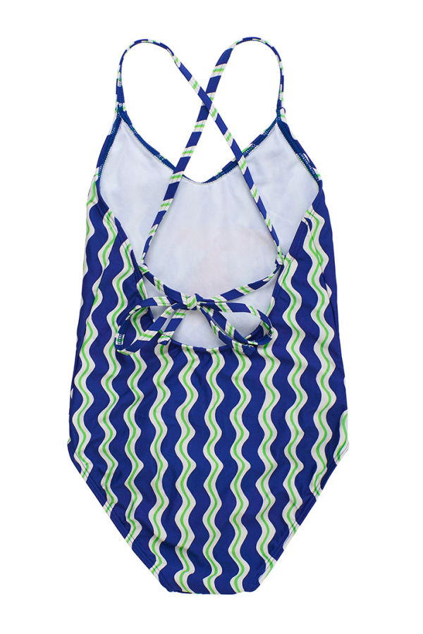 KIDS Maison Mangostan Loros Wavy One Piece Swimsuit - Blue
