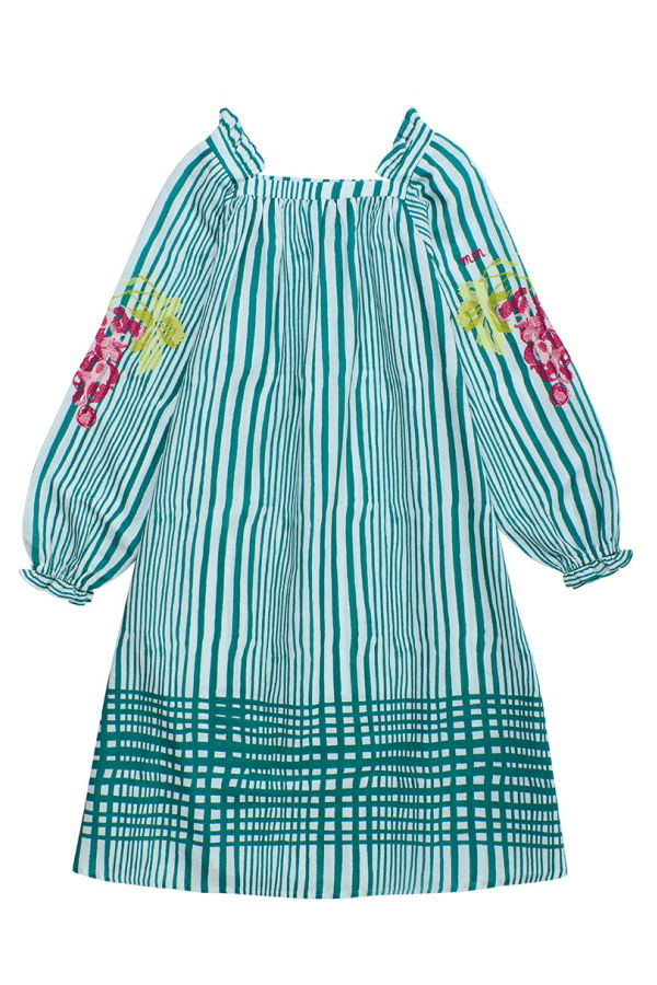 KIDS Maison Mangostan Uvas Striped Dress - Green