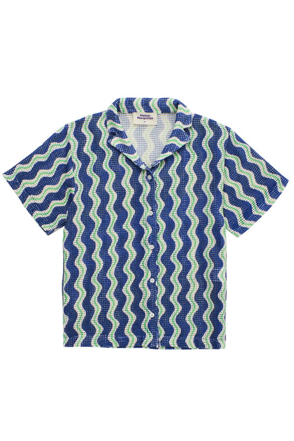 KIDS Maison Mangostan Wavy Mesh Shirt - Blue