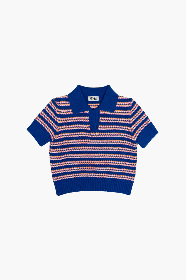 Gigi Knitwear Stripe Polo Striped Top
