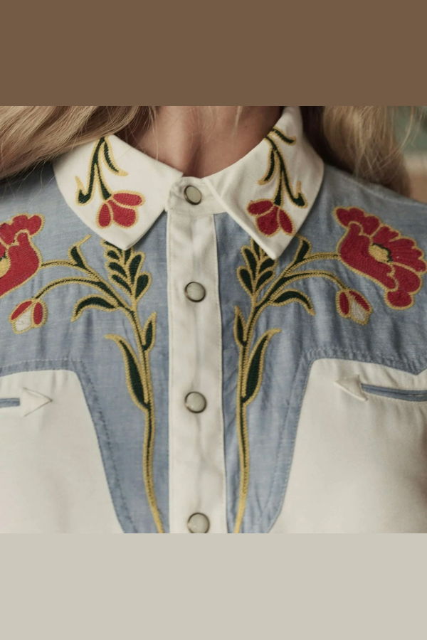 STETSON The Great. X Stetson Embroidered Western Shirt - Red