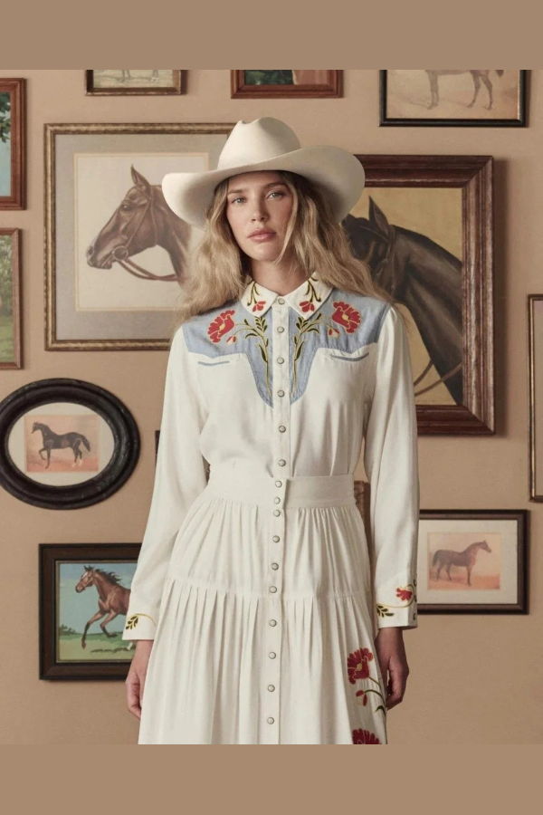 STETSON The Great. X Stetson Embroidered Western Shirt - Red