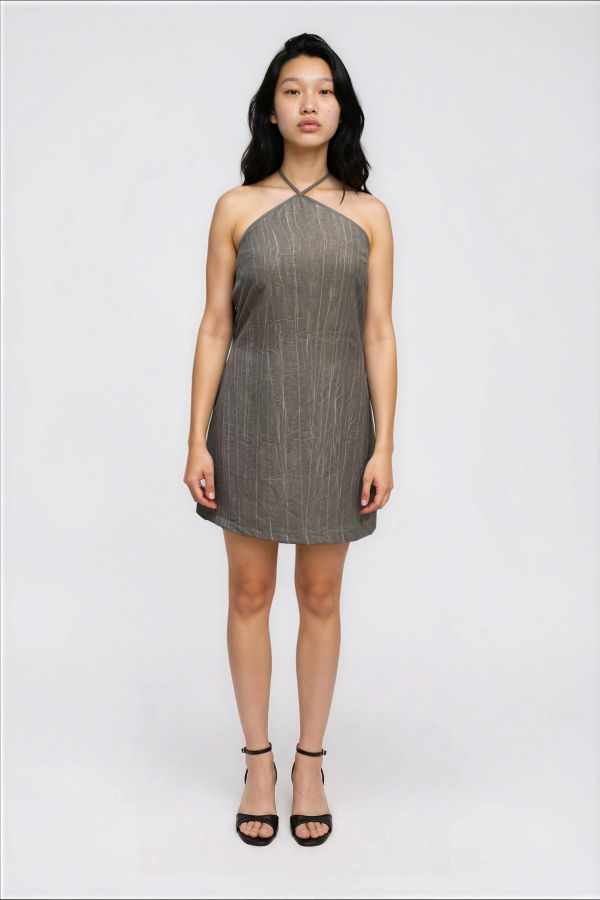 Colmillo de Morsa Halter Dress Textured Viscose