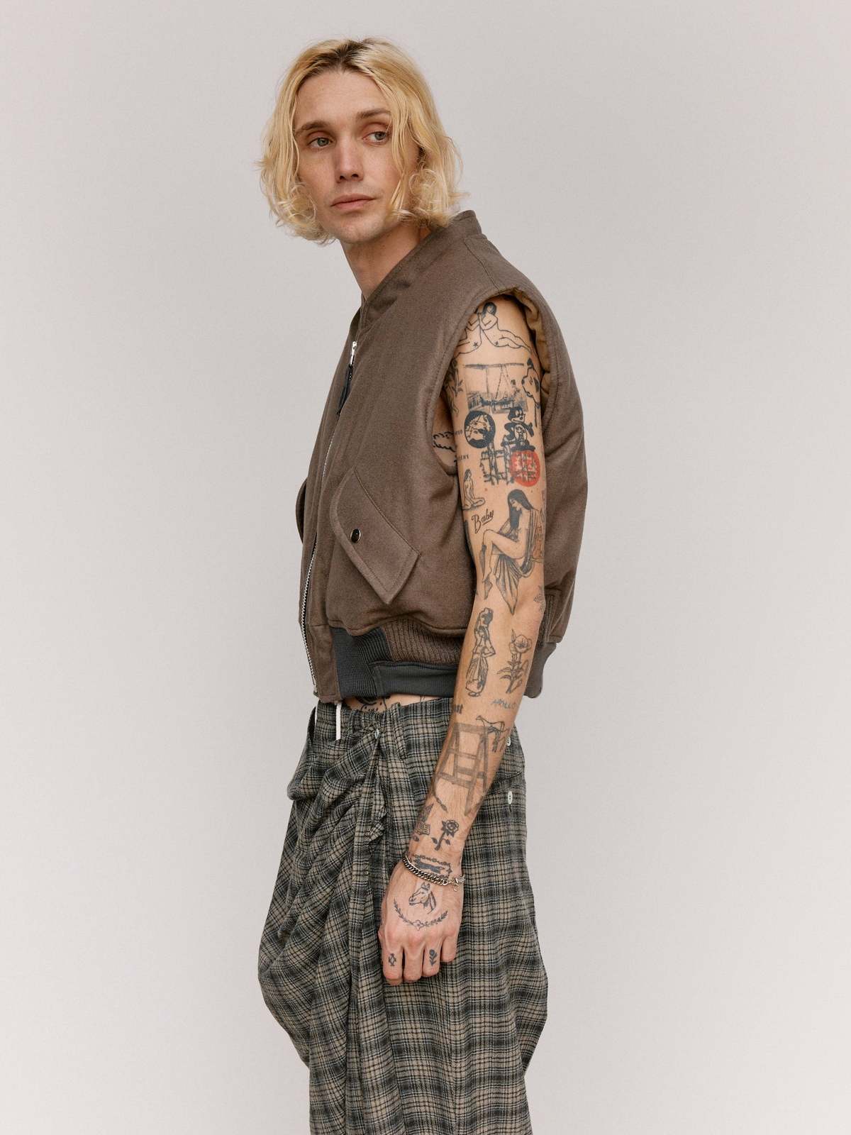 Magliano Wool Bomber Vest - Taupe - Image 2 of 9