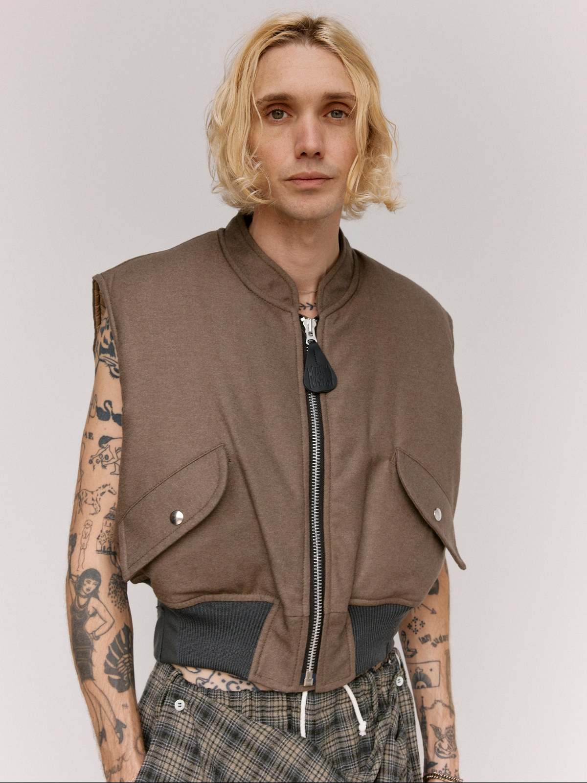 Magliano Wool Bomber Vest - Taupe - Image 7 of 9