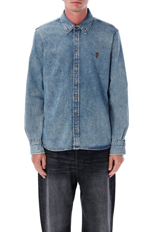 Ami Alexandre Mattiussi Ami Paris Ami De Coeur Denim Shirt - Med Blue
