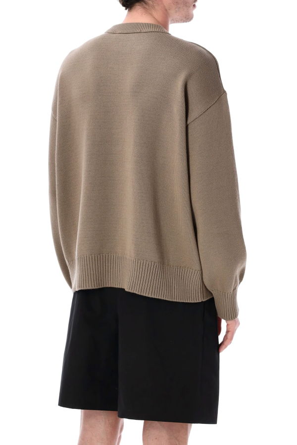 Ami Alexandre Mattiussi Ami Paris Ami De Coeur Crewneck Knit Sweater - Beige