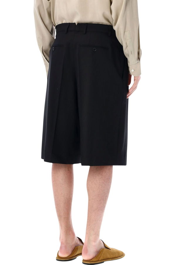 Ami Alexandre Mattiussi Ami Paris Wool Wide Bermuda Shorts - Black