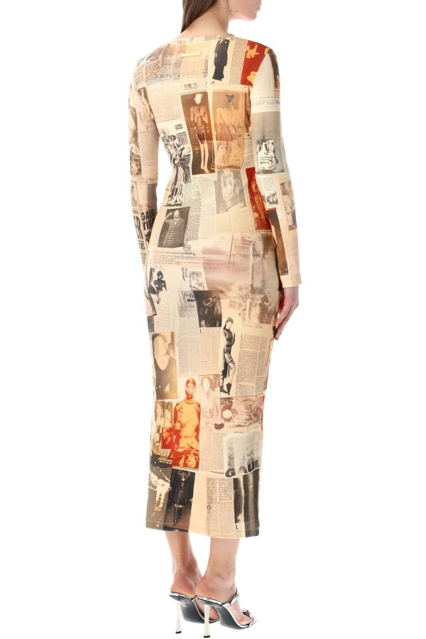 Jean Paul Gaultier Journal Print Long Dress - Ecru Journal