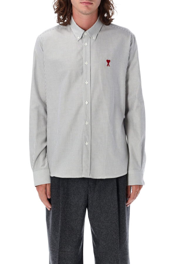 Ami Alexandre Mattiussi Ami Paris Striped Ami De Coeur Shirt - White/Black