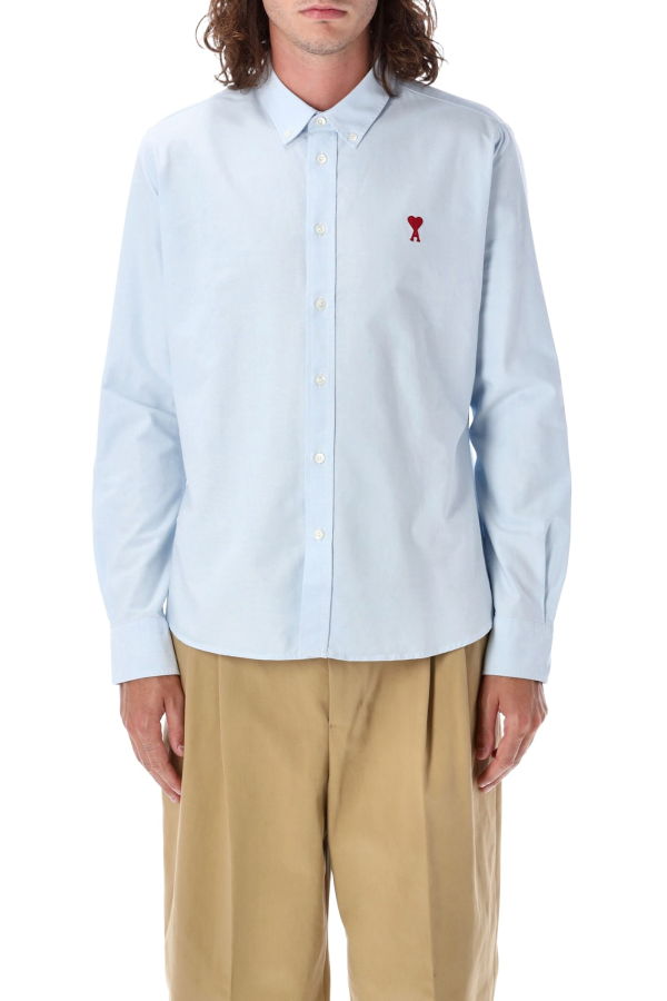 Ami Alexandre Mattiussi Ami Paris Cotton Ami De Coeur Shirt - Lt Blue