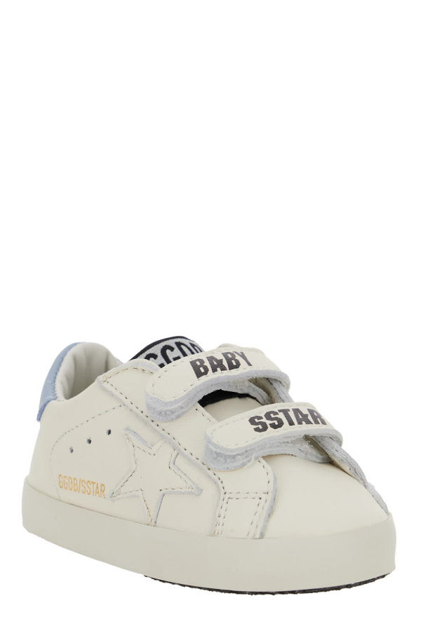 KIDS Golden Goose Sneaker With Star Patch on the Side and Logo Patch on the Tongue in Leather Baby Sneakers - White
