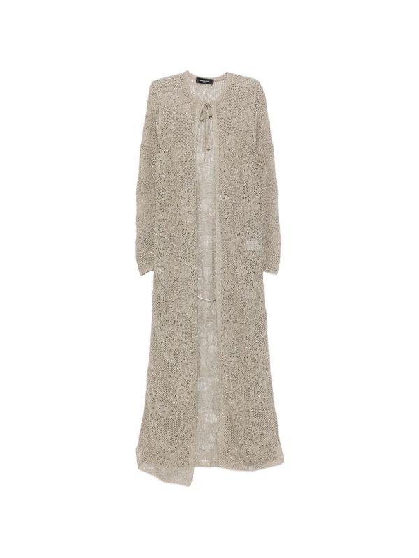 Fabiana Filippi Tie-Detail Long Cardigan - Khaki Green