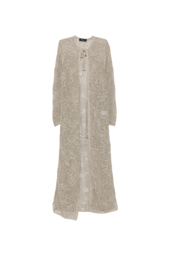 Fabiana Filippi Tie-Detail Long Cardigan - Khaki Green