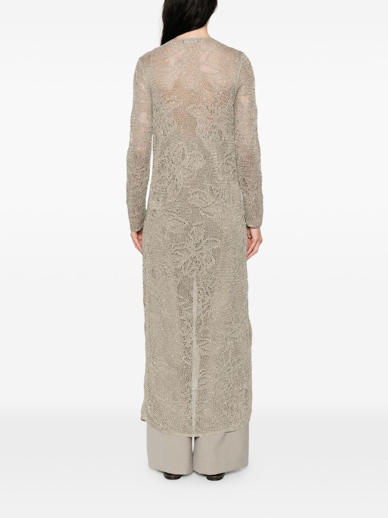 Fabiana Filippi Tie-Detail Long Cardigan - Khaki Green