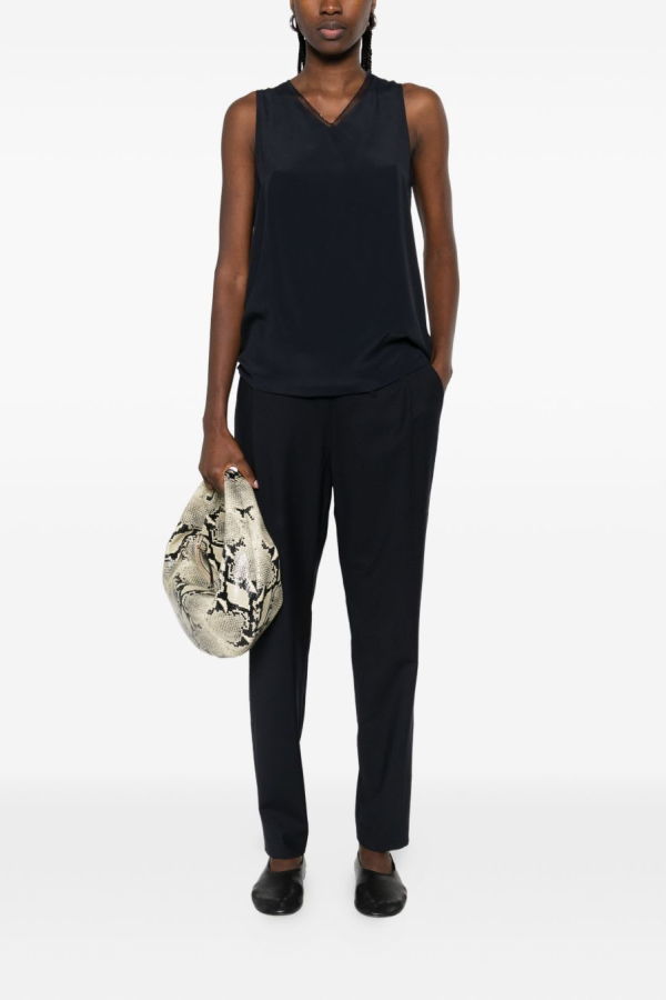 Fabiana Filippi Wool Drawstring Trousers - Dark Blue