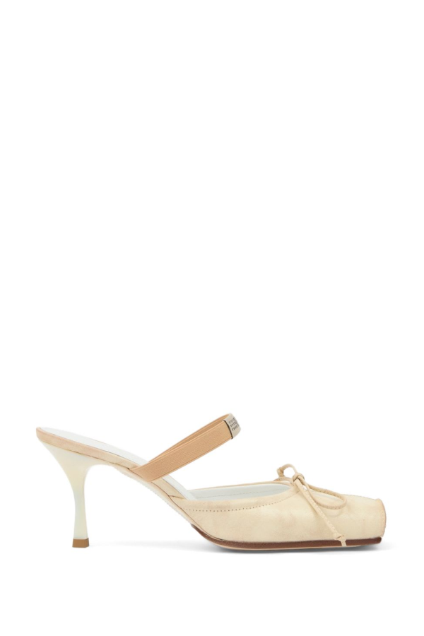 MM6 Maison Margiela Suede Leather Mules - Beige