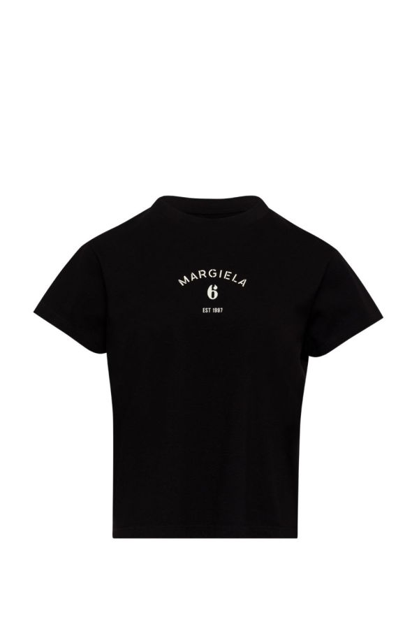 MM6 Maison Margiela Logo Cotton T-Shirt - Black