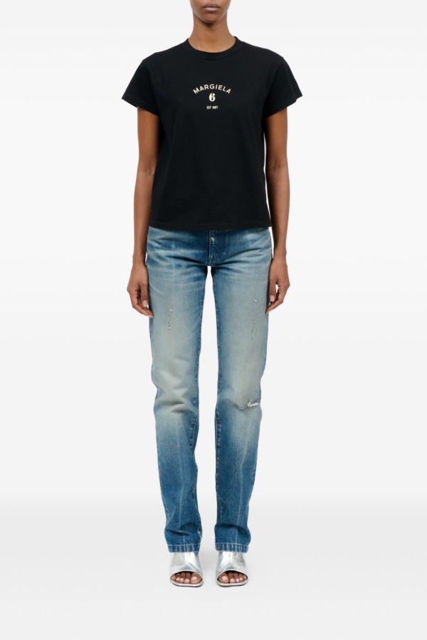 MM6 Maison Margiela Logo Cotton T-Shirt - Black