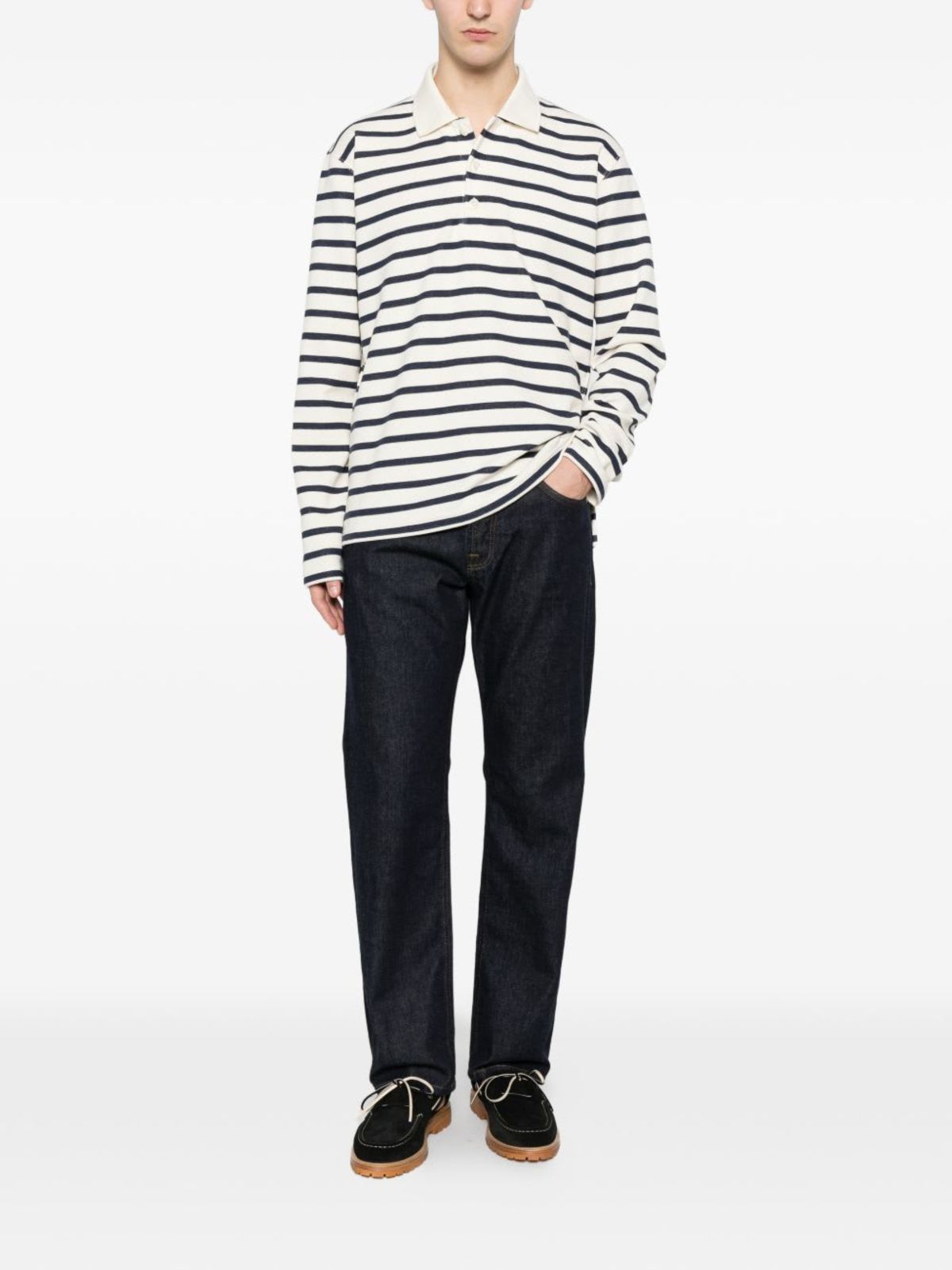 JUNYA WATANABE Striped Cotton Polo Shirt - Image 3 of 5