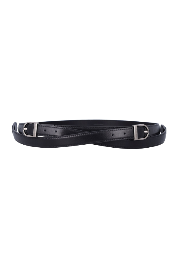 LOW CLASSIC Leather Two-Way Buckle Belt - Black