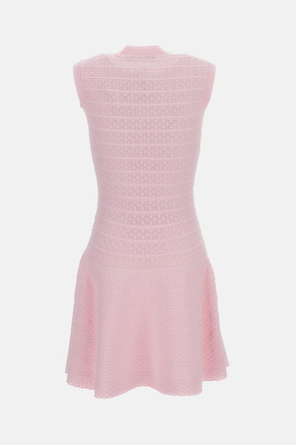 Self-Portrait Pointelle Diamante Knit Mini Dress - Pink