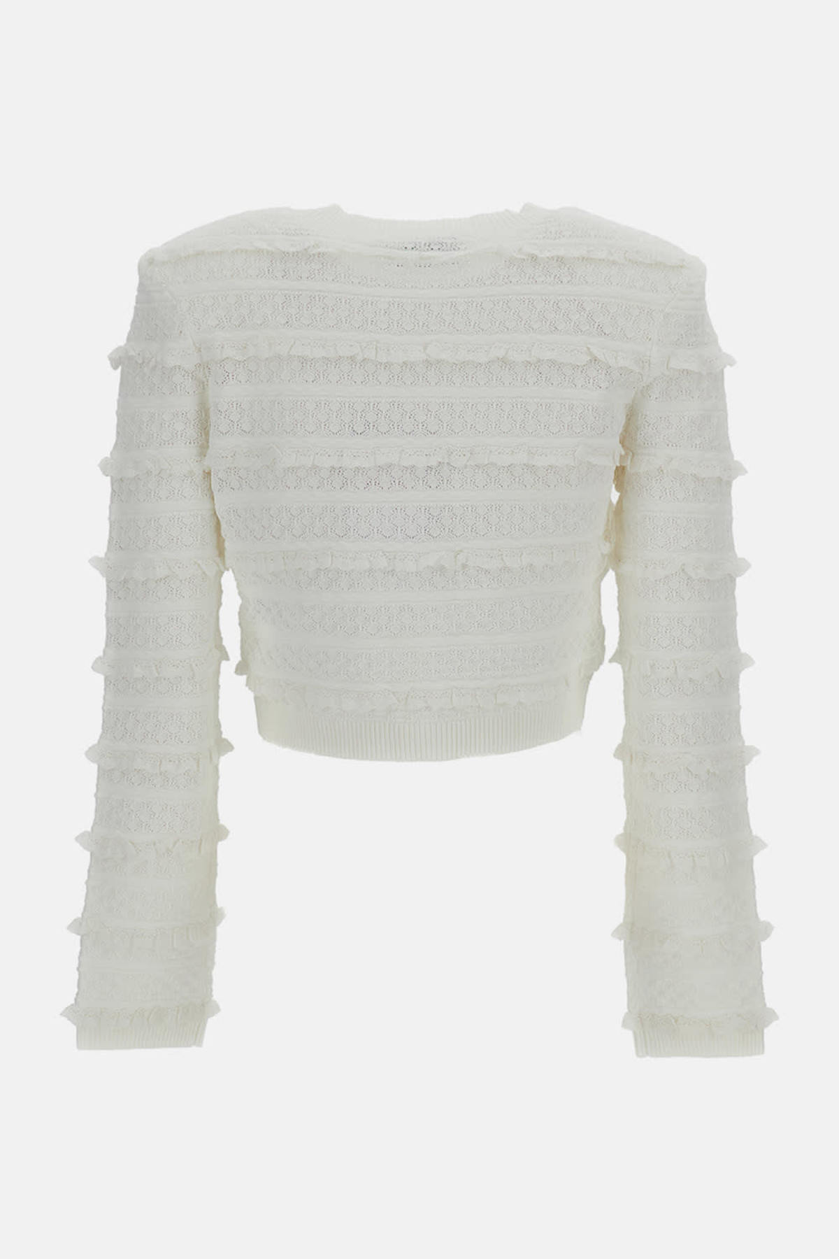 Self-Portrait Pointelle Diamante Cardigan - White - Image 2 of 3