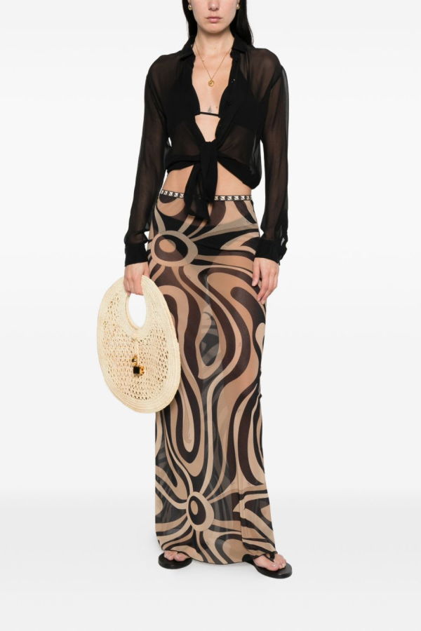 PUCCI Printed Tulle Skirt - Beige