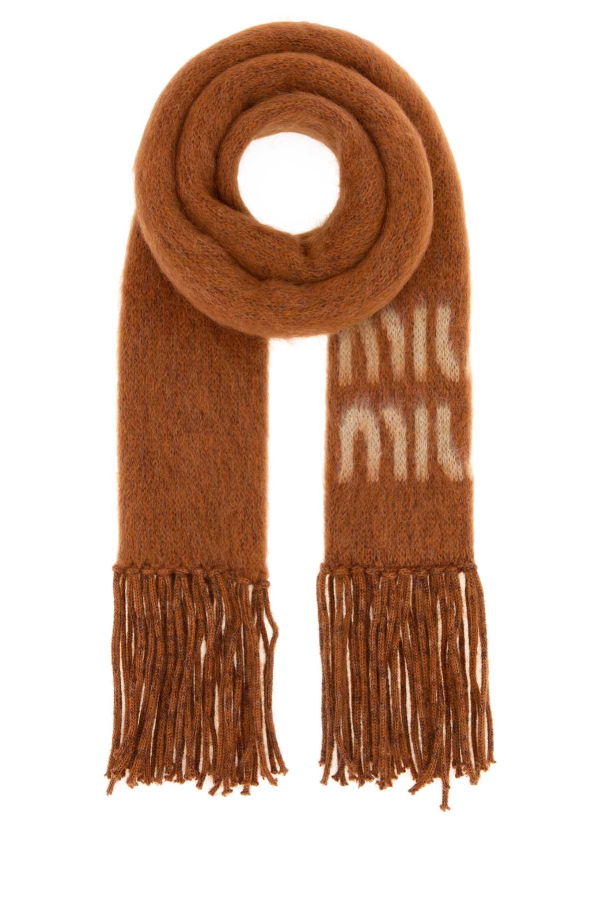 MIU MIU Orange Mohair Blend Scarf - Ruggine