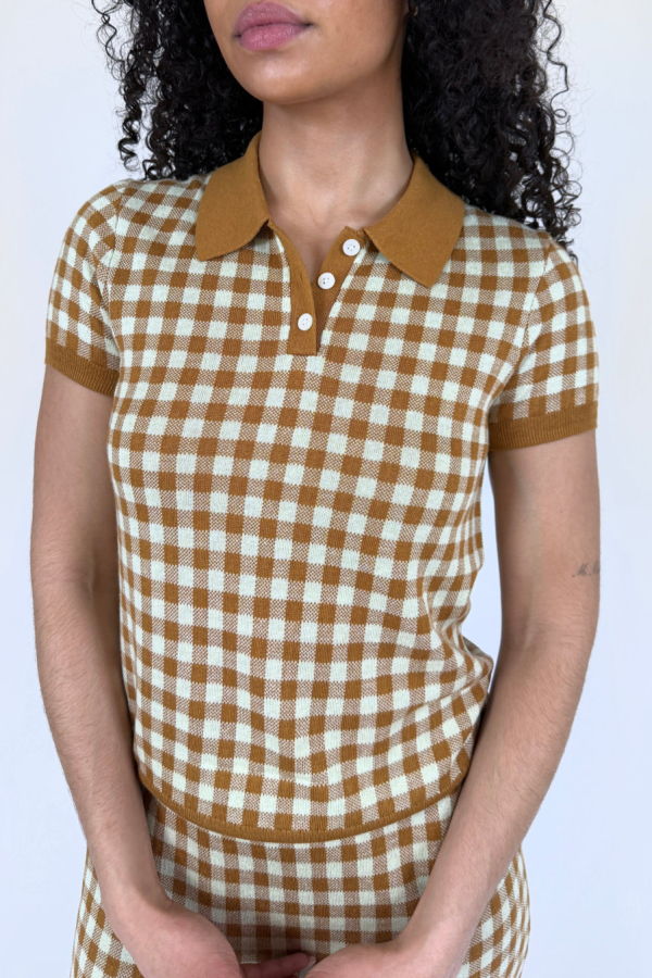 Guest in Residence Gingham Shrunken Polo