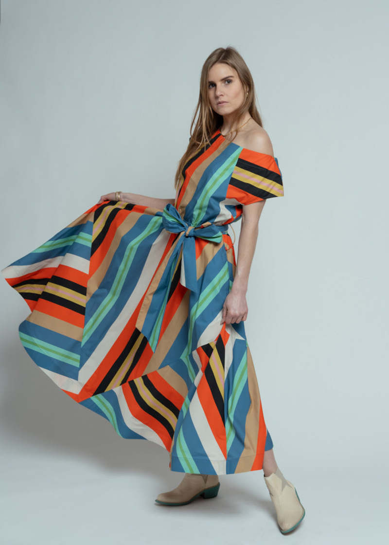 Hope for Flowers Awning Stripes Flared Dress