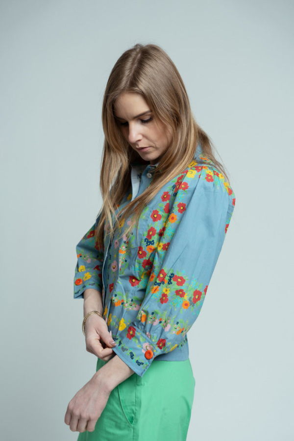 Hope for Flowers Girl Shirt - Chambray Floral