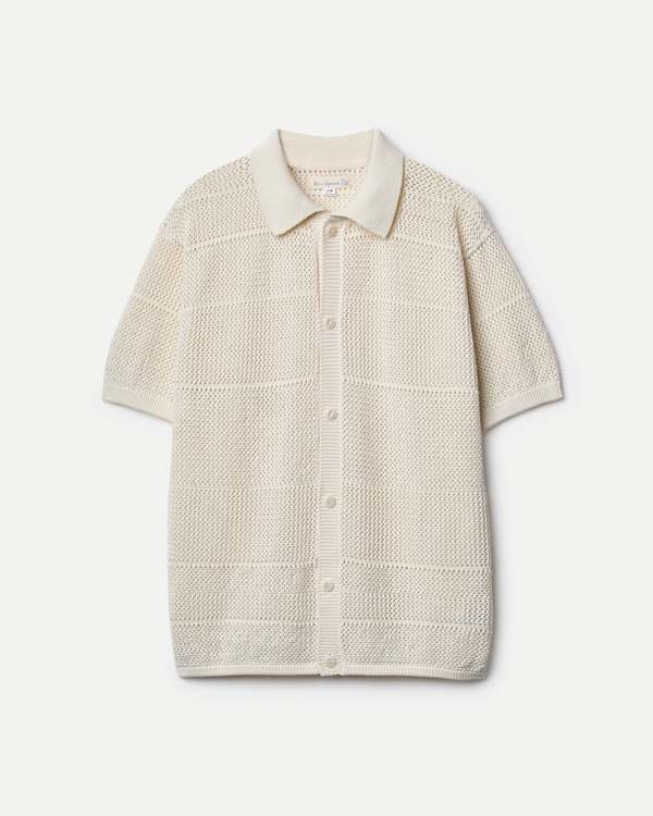 Merz b. Schwanen KNITSHIRT01 1960s Crochet Cotton Short Sleeve Shirt